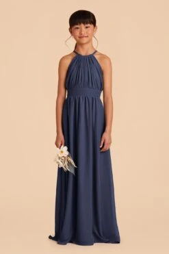 Sienna Junior Dress - Slate Blue -Elegance Bridal Store slate blue sienna junior bridesmaid dress 01