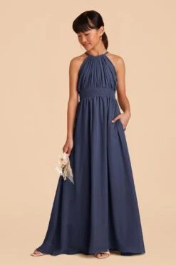Sienna Junior Dress - Slate Blue -Elegance Bridal Store slate blue sienna junior bridesmaid dress 03