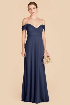 Spence Convertible Dress - Slate Blue -Elegance Bridal Store slate blue spence convertible slit bridesmaid dress 02