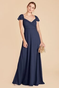 Spence Convertible Dress - Slate Blue -Elegance Bridal Store slate blue spence convertible slit bridesmaid dress 03