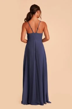 Theresa Chiffon Dress - Slate Blue -Elegance Bridal Store slate blue theresa convertible slit bridesmaid dress 05