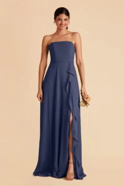 Winnie Convertible Chiffon Dress - Slate Blue -Elegance Bridal Store slate blue winnie convertible slit bridesmaid dress 04