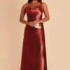 Lisa Long Shiny Satin Dress - Spice 2 Lisa Long Shiny Satin Dress - Spice -Elegance Bridal Store spice lisa slit satin bridesmaid dress 01