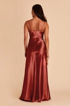 Lisa Long Shiny Satin Dress - Spice 12 Lisa Long Shiny Satin Dress - Spice -Elegance Bridal Store spice lisa slit satin bridesmaid dress 04
