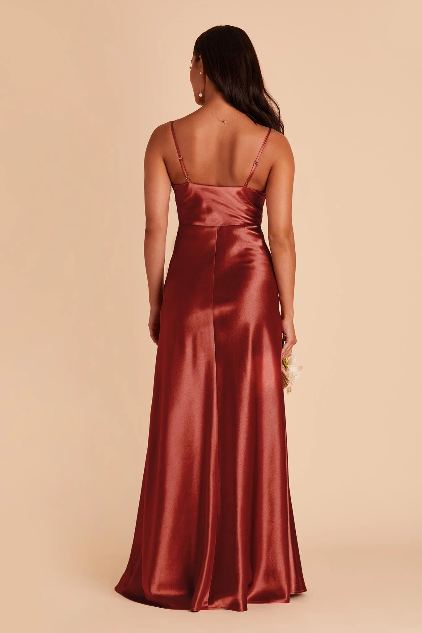 Lisa Long Shiny Satin Dress - Spice 7 Lisa Long Shiny Satin Dress - Spice - Image 5