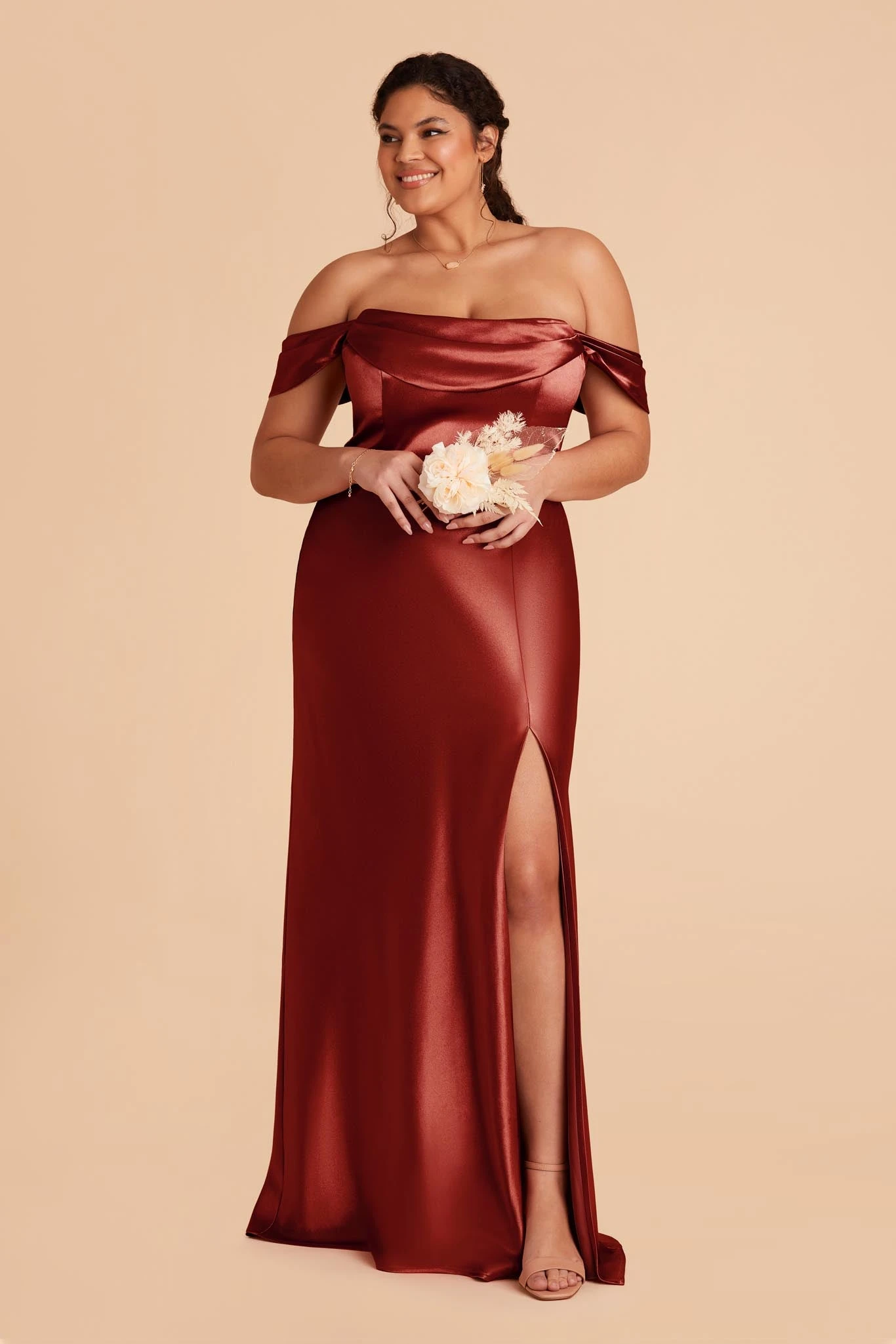 Mia Shiny Satin Convertible Dress - Spice 9 Mia Shiny Satin Convertible Dress - Spice - Image 7