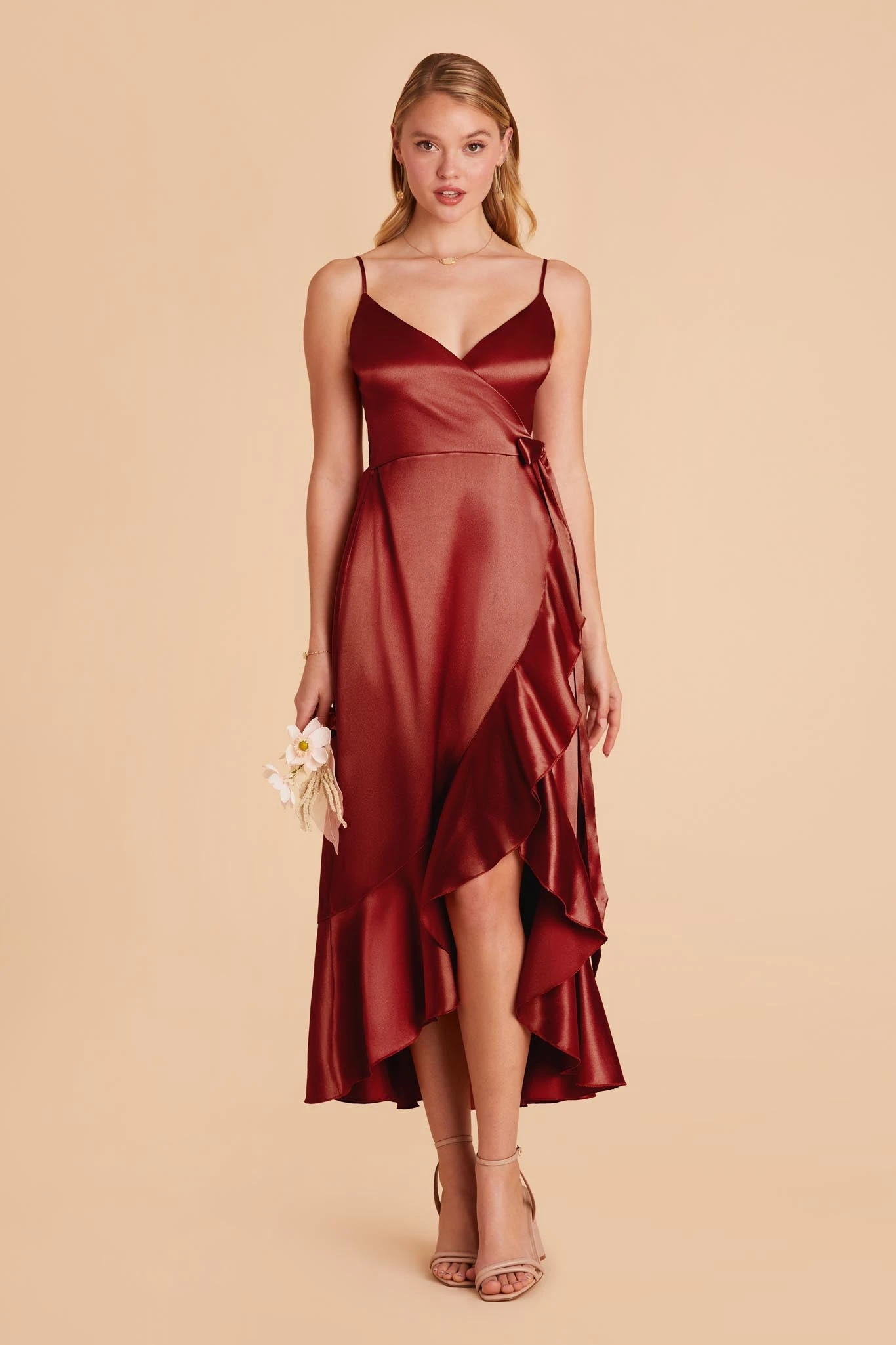 YC Shiny Satin Midi Dress - Spice 6 YC Shiny Satin Midi Dress - Spice - Image 4