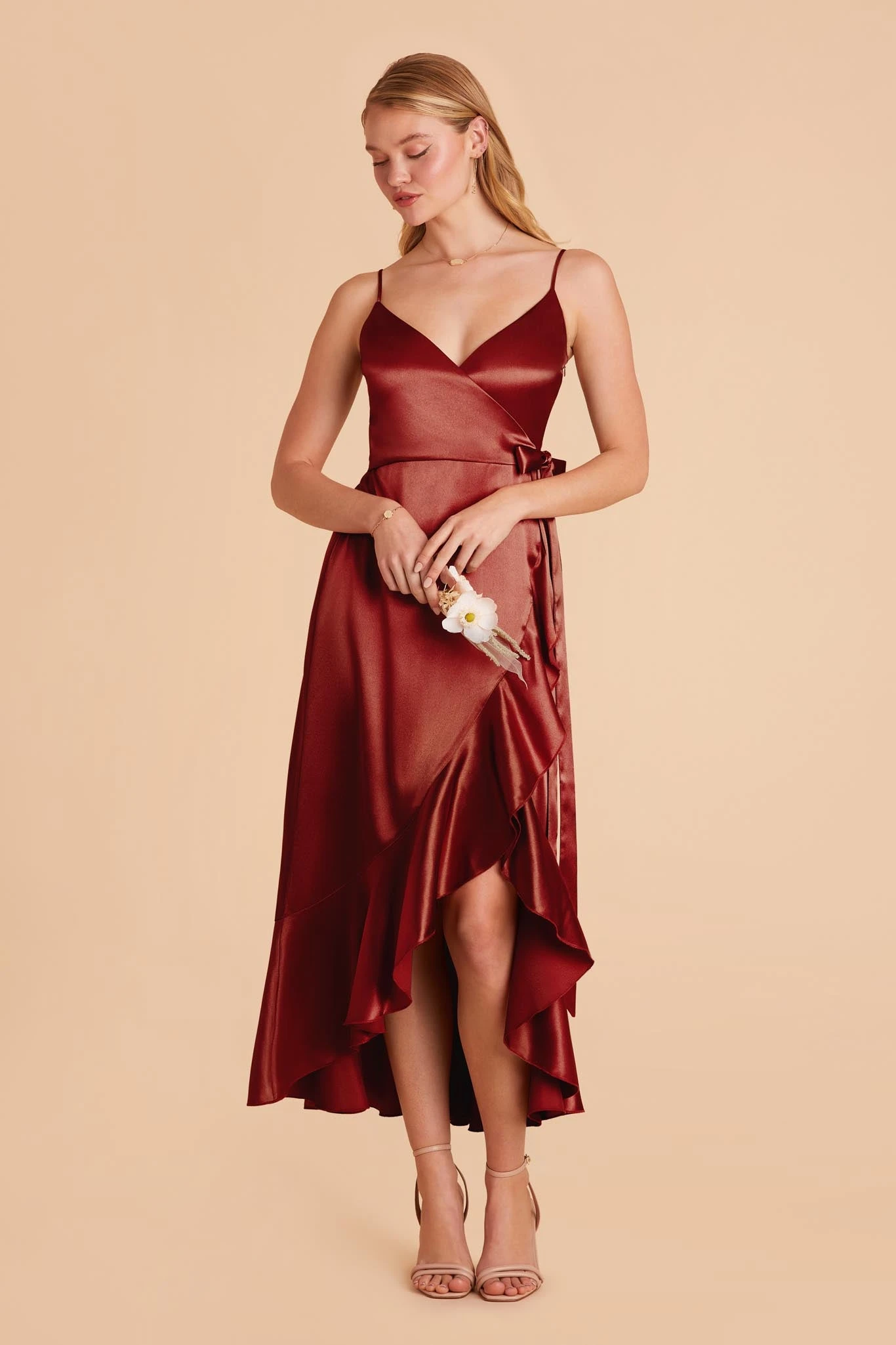 YC Shiny Satin Midi Dress - Spice 7 YC Shiny Satin Midi Dress - Spice - Image 5