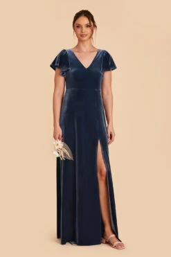 Hannah Velvet Dress - Storm Blue 13 Hannah Velvet Dress - Storm Blue -Elegance Bridal Store storm blue hannah velvet bridesmaid dress 01