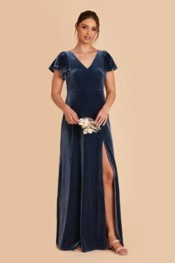 Hannah Velvet Dress - Storm Blue 12 Hannah Velvet Dress - Storm Blue -Elegance Bridal Store storm blue hannah velvet bridesmaid dress 03