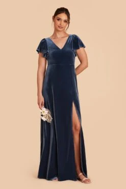 Hannah Velvet Dress - Storm Blue 15 Hannah Velvet Dress - Storm Blue -Elegance Bridal Store storm blue hannah velvet bridesmaid dress 04