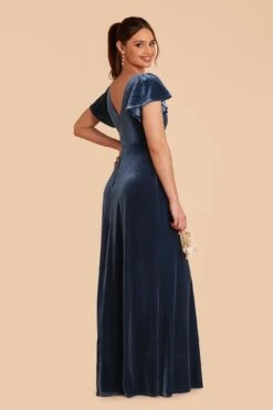 Hannah Velvet Dress - Storm Blue 17 Hannah Velvet Dress - Storm Blue -Elegance Bridal Store storm blue hannah velvet bridesmaid dress 06