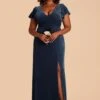 Hannah Velvet Dress - Storm Blue -Elegance Bridal Store storm blue hannah velvet plus size bridesmaid dress 01