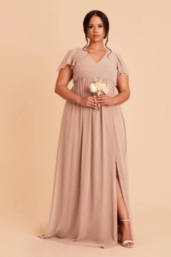 Hannah Empire Dress - Taupe -Elegance Bridal Store taupe hannah plus size bridesmaid dress 01