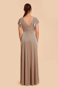 Hannah Velvet Dress - Taupe 14 Hannah Velvet Dress - Taupe -Elegance Bridal Store taupe hannah velvet bridesmaid dress 04