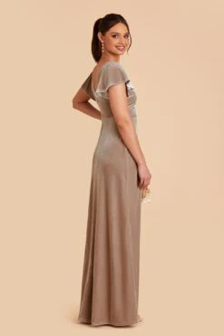 Hannah Velvet Dress - Taupe 12 Hannah Velvet Dress - Taupe -Elegance Bridal Store taupe hannah velvet bridesmaid dress 05