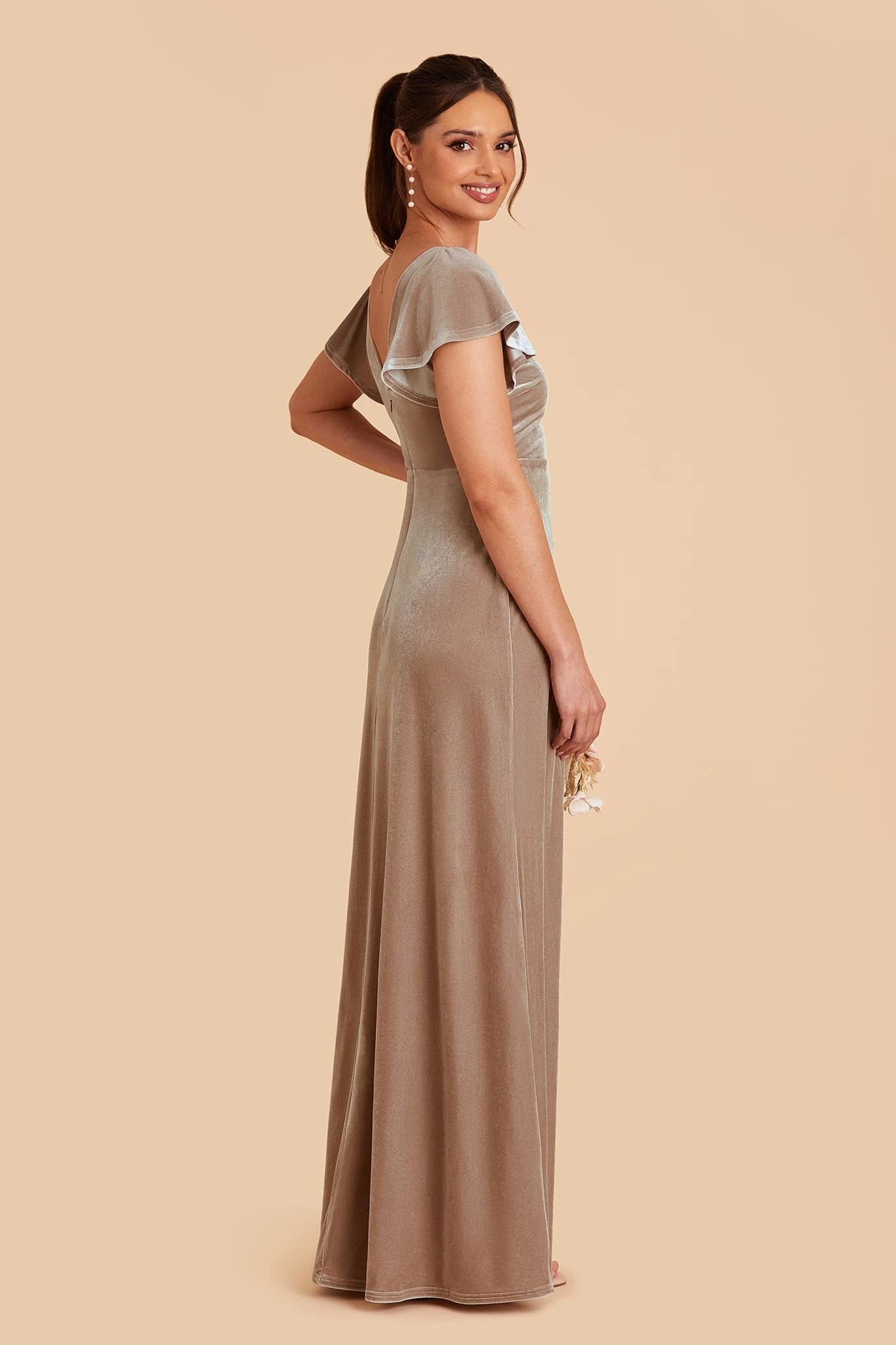 Hannah Velvet Dress - Taupe 6 Hannah Velvet Dress - Taupe - Image 4