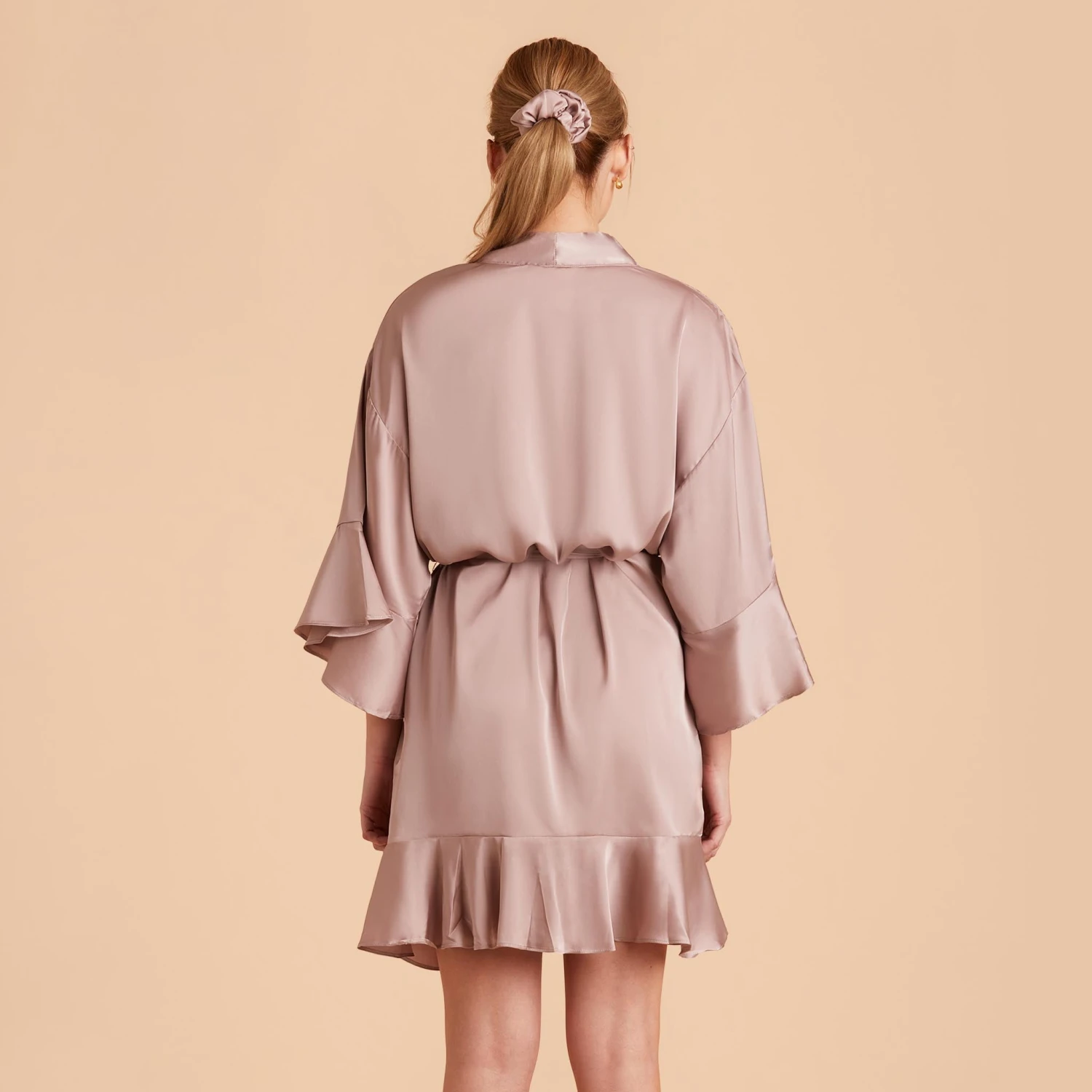 Kenny Ruffle Satin Robe - Mauve Taupe 13 Kenny Ruffle Satin Robe - Mauve Taupe - Image 11