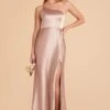 Kensie Shiny Satin Dress - Taupe -Elegance Bridal Store taupe kensie satin bridesmaid dress 04