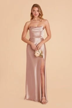 Mia Shiny Satin Convertible Dress - Taupe -Elegance Bridal Store taupe mia convertible satin bridesmaid dress 09