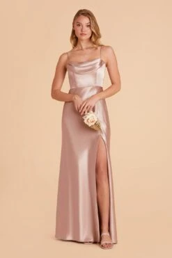 Mia Shiny Satin Convertible Dress - Taupe -Elegance Bridal Store taupe mia convertible satin bridesmaid dress 11
