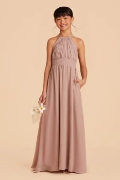 Sienna Junior Dress - Taupe -Elegance Bridal Store taupe sienna junior bridesmaid dress 03