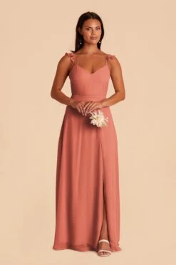 Doris Chiffon Dress - Terracotta -Elegance Bridal Store terracotta champagne doris bridesmaid dress 02