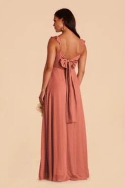 Doris Chiffon Dress - Terracotta -Elegance Bridal Store terracotta champagne doris bridesmaid dress 04