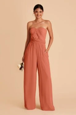 Gigi Convertible Jumpsuit - Terracotta -Elegance Bridal Store terracotta gigi convertible bridesmaid jumpsuit 01