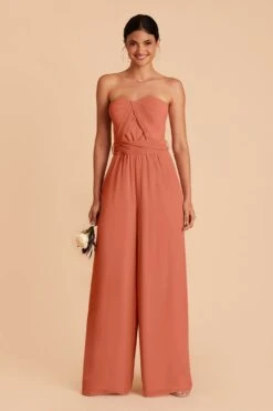 Gigi Convertible Jumpsuit - Terracotta -Elegance Bridal Store terracotta gigi convertible bridesmaid jumpsuit 02