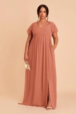 Hannah Empire Dress - Terracotta -Elegance Bridal Store terracotta hannah plus size bridesmaid dress 02