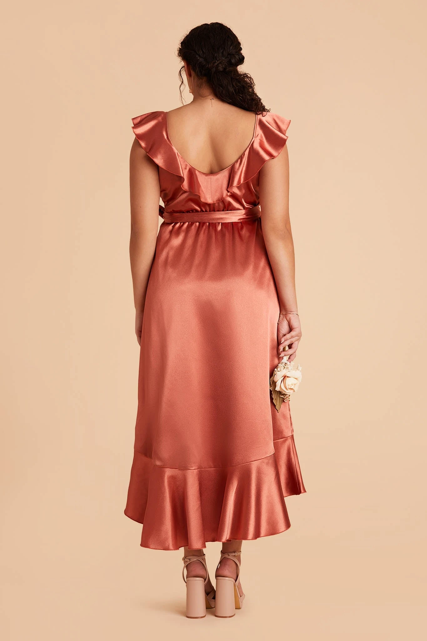 James Shiny Satin Midi Dress - Terracotta 19 James Shiny Satin Midi Dress - Terracotta - Image 17