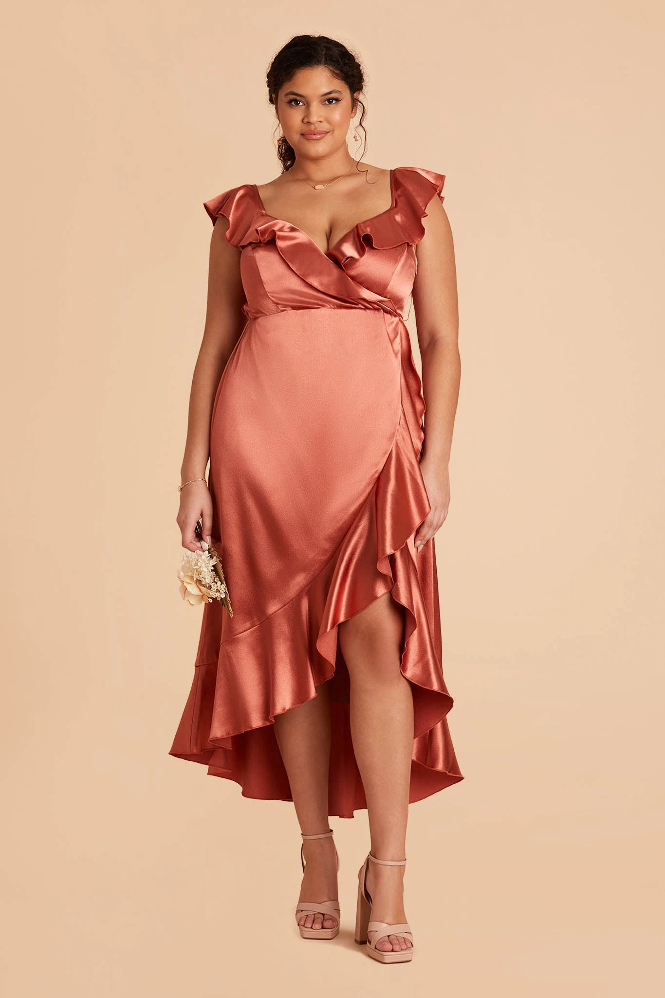 James Shiny Satin Midi Dress - Terracotta 16 James Shiny Satin Midi Dress - Terracotta - Image 14