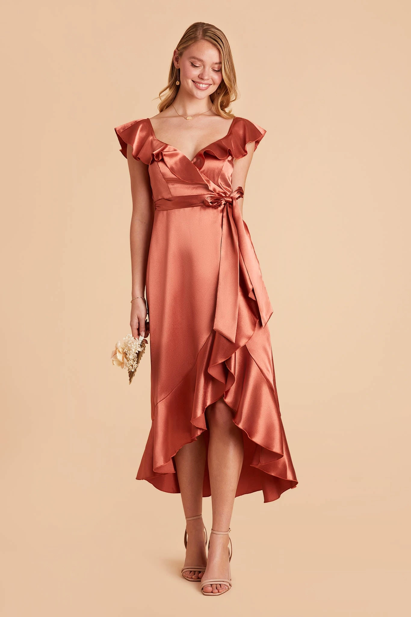 James Shiny Satin Midi Dress - Terracotta 3 James Shiny Satin Midi Dress - Terracotta