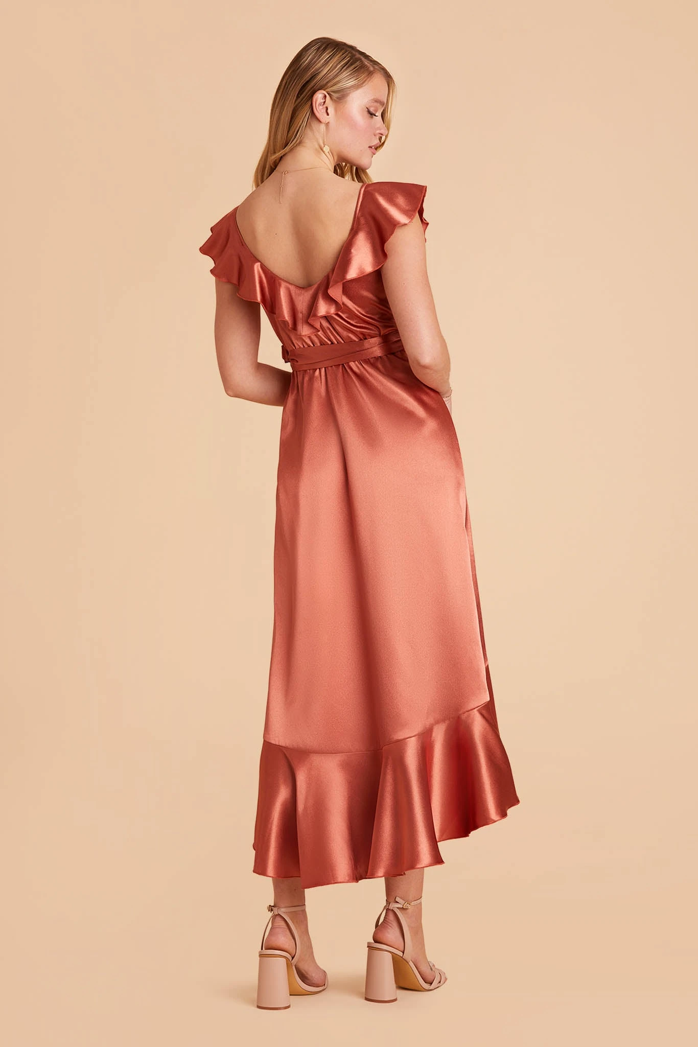 James Shiny Satin Midi Dress - Terracotta 11 James Shiny Satin Midi Dress - Terracotta - Image 9