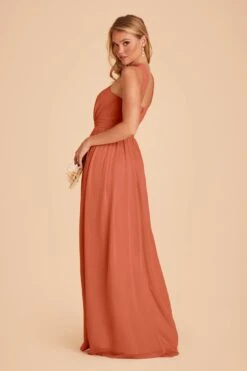 Kiko Chiffon Dress - Terracotta -Elegance Bridal Store terracotta kiko slit bridesmaid dress 04