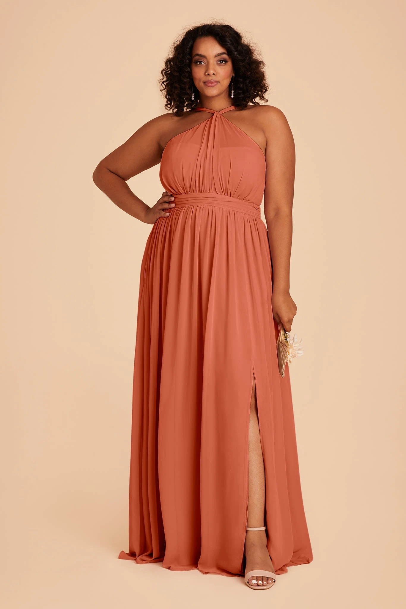 Kiko Chiffon Dress - Terracotta - Image 2