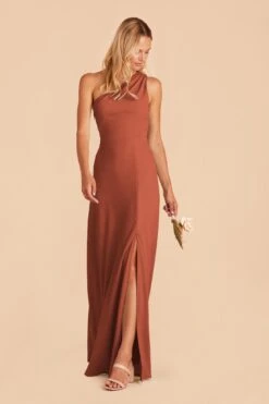 Kira Crepe Dress - Terracotta -Elegance Bridal Store terracotta kira crepe bridesmaid dress 01