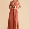Laurie Empire Dress - Terracotta 2 Laurie Empire Dress - Terracotta -Elegance Bridal Store terracotta laurie slit bridesmaid dress 02