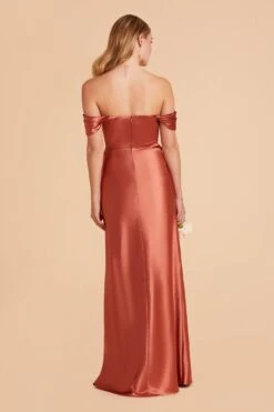 Mia Shiny Satin Convertible Dress - Terracotta -Elegance Bridal Store terracotta mia convertible satin bridesmaid dress 01