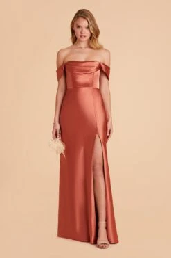 Mia Shiny Satin Convertible Dress - Terracotta -Elegance Bridal Store terracotta mia convertible satin bridesmaid dress 02