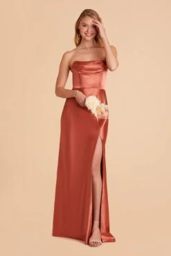 Mia Shiny Satin Convertible Dress - Terracotta -Elegance Bridal Store terracotta mia convertible satin bridesmaid dress 06