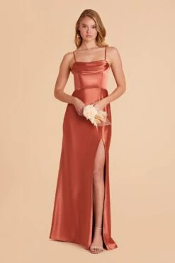 Mia Shiny Satin Convertible Dress - Terracotta -Elegance Bridal Store terracotta mia convertible satin bridesmaid dress 07