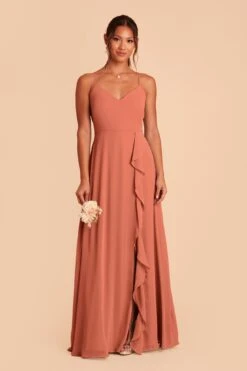 Theresa Chiffon Dress - Terracotta -Elegance Bridal Store terracotta theresa convertible slit bridesmaid dress 01