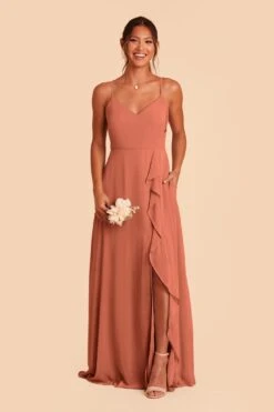 Theresa Chiffon Dress - Terracotta -Elegance Bridal Store terracotta theresa convertible slit bridesmaid dress 03