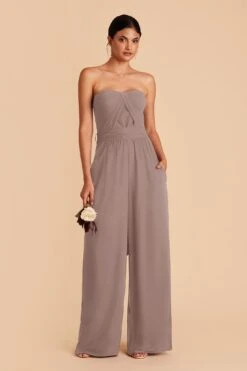 Gigi Convertible Jumpsuit - Toffee -Elegance Bridal Store toffee gigi convertible slit bridesmaid jumpsuit 01