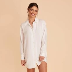 Eddie Sleepshirt - White -Elegance Bridal Store white eddie sleepshirt bridesmaid pajama 02
