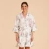 Kenny Floral Ruffle Robe - White Floral Rose 2 Kenny Floral Ruffle Robe - White Floral Rose -Elegance Bridal Store white floral rose kenny bridesmaid robe 01