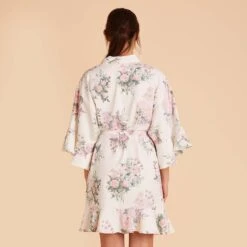 Kenny Floral Ruffle Robe - White Floral Rose 13 Kenny Floral Ruffle Robe - White Floral Rose -Elegance Bridal Store white floral rose kenny bridesmaid robe 05