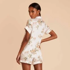 Jonny Floral Pajama Set - White Floral Meadow -Elegance Bridal Store white jonny floral pj set bridesmaid pajamas 05
